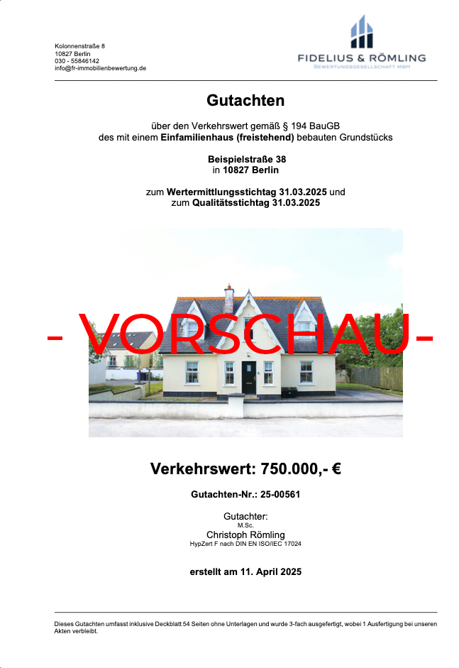 Vorschau eines Immobiliengutachtens Bild 1