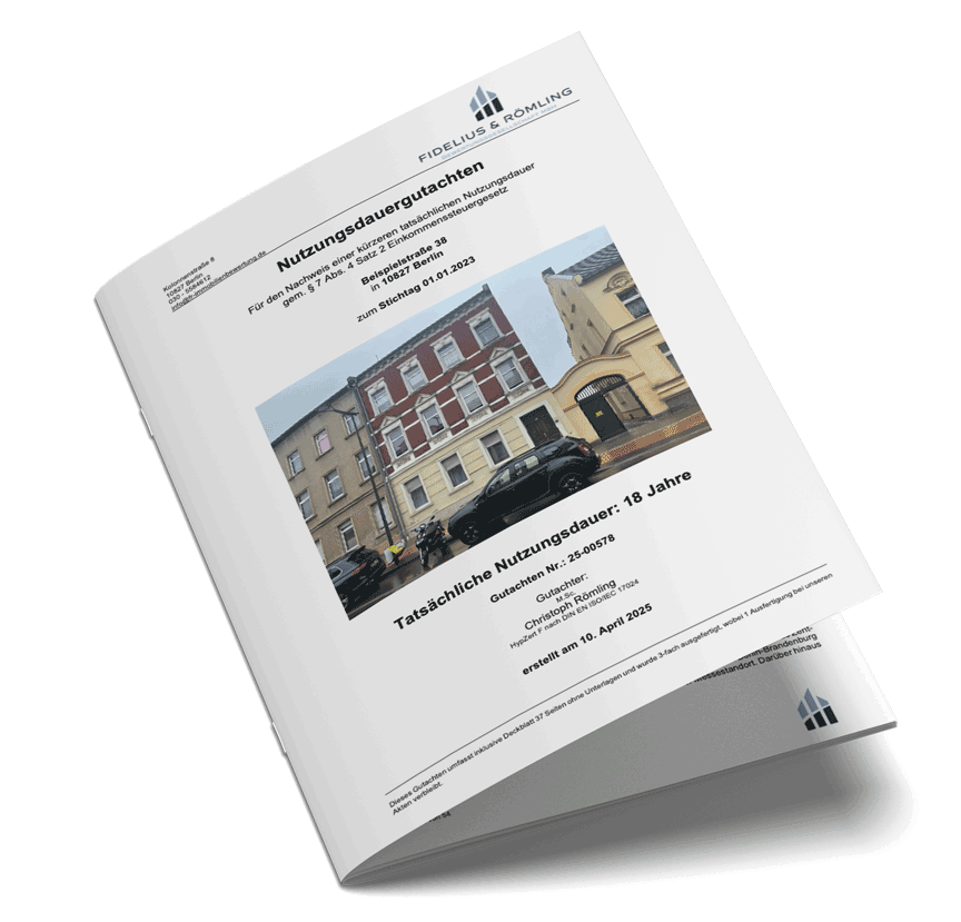 Gedrucktes Nutzungsgutachten zur Immobilienbewertung durch einen zertifizierten Immobiliengutachter in Berlin